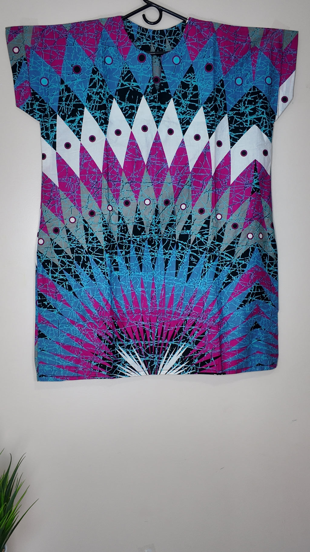 African Print Dress Women's Fashion.  With Two Pocket Side. Size: L