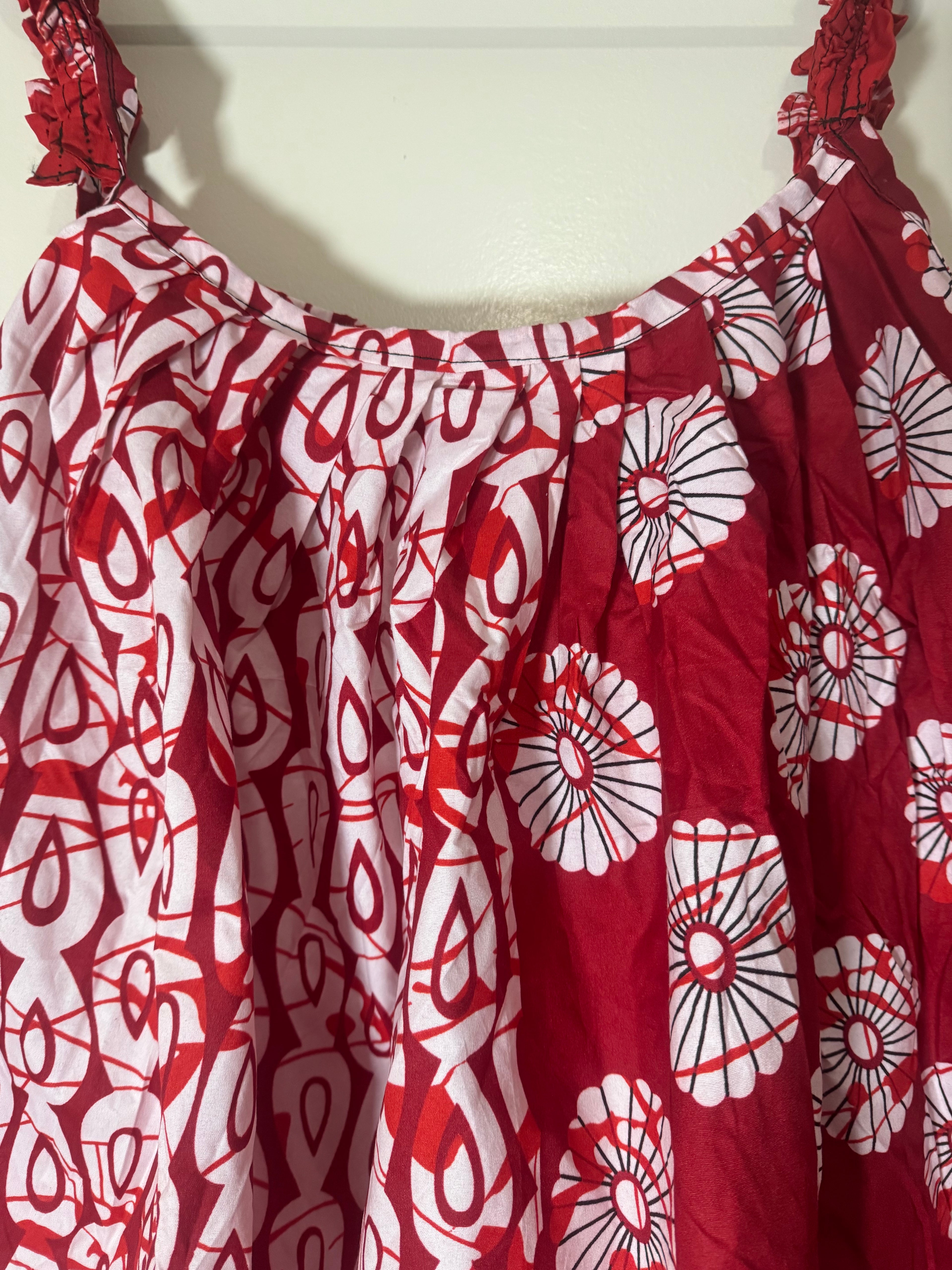 African Print Dress Women's Fashion.  With Two Pocket Side. Size: L , XL.