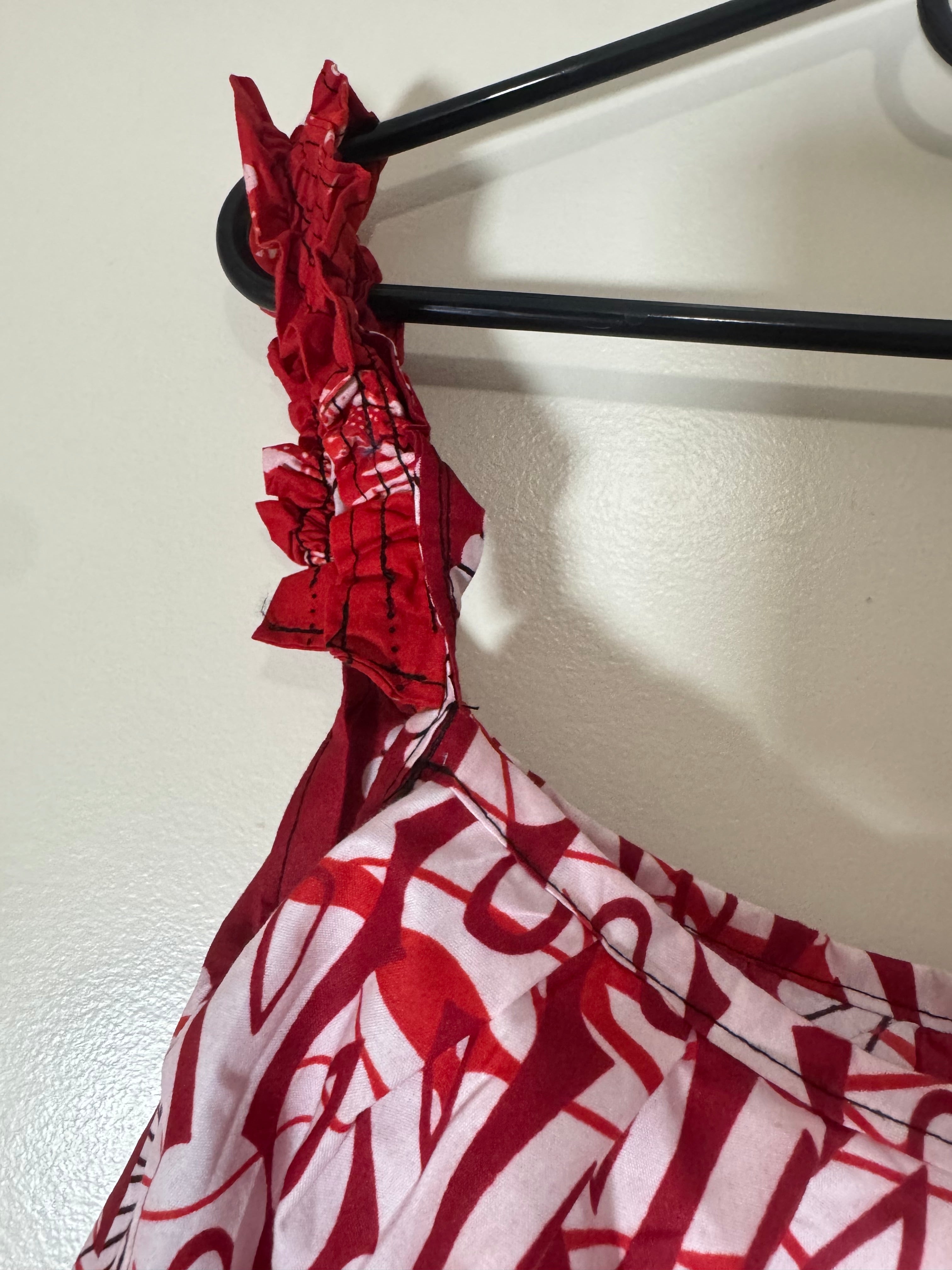African Print Dress Women's Fashion.  With Two Pocket Side. Size: L , XL.