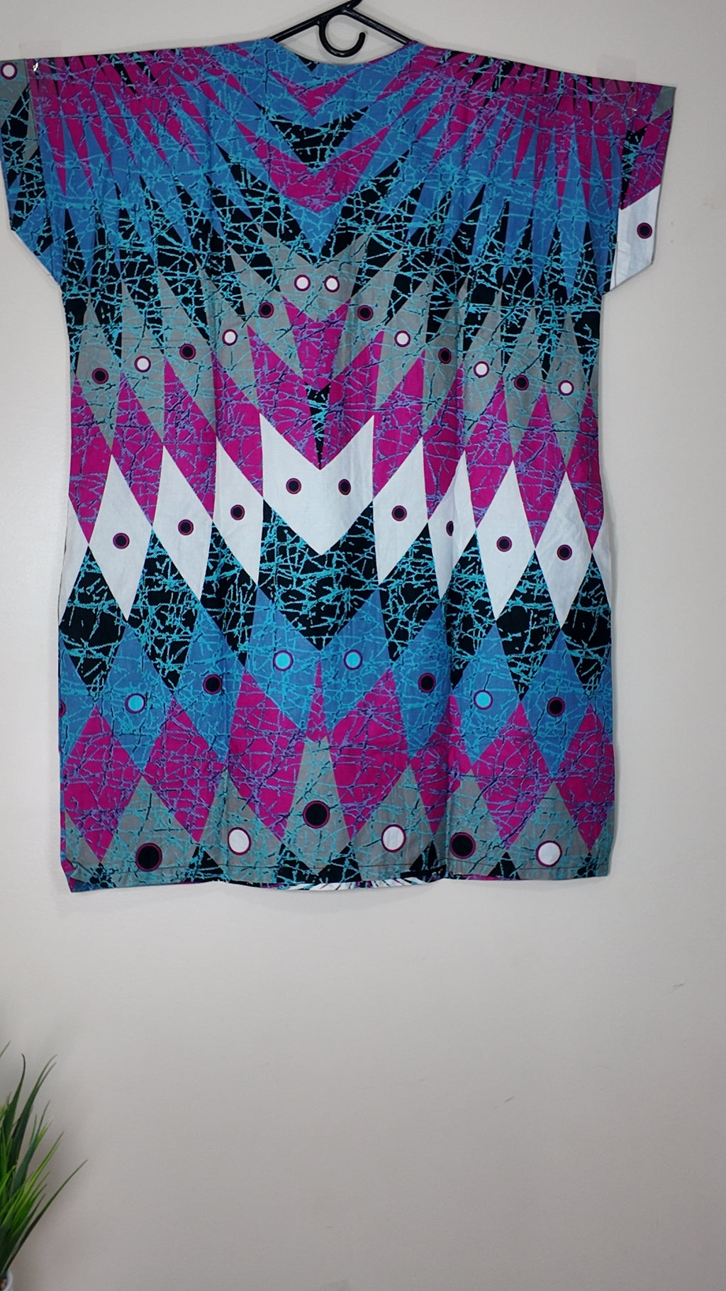 African Print Dress Women's Fashion.  With Two Pocket Side. Size: L