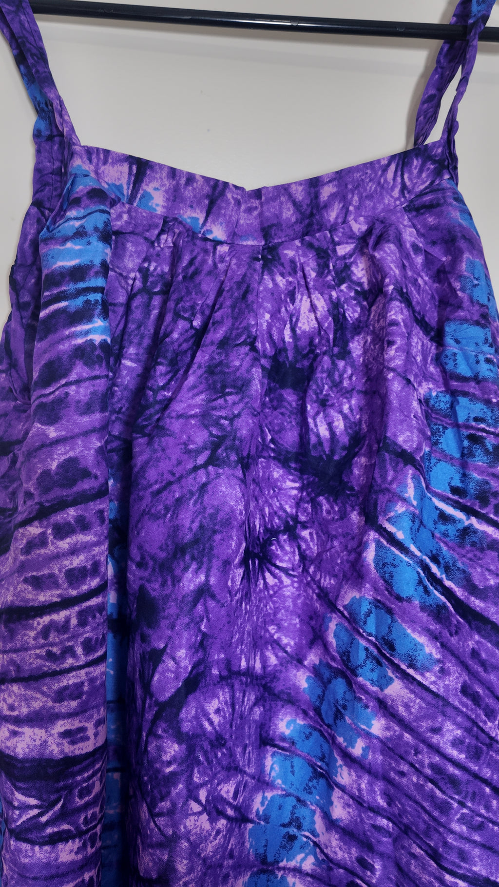 Women’s Purple/Blue Tie Dye Square Neck Sleeveless Sundress Knee Length
