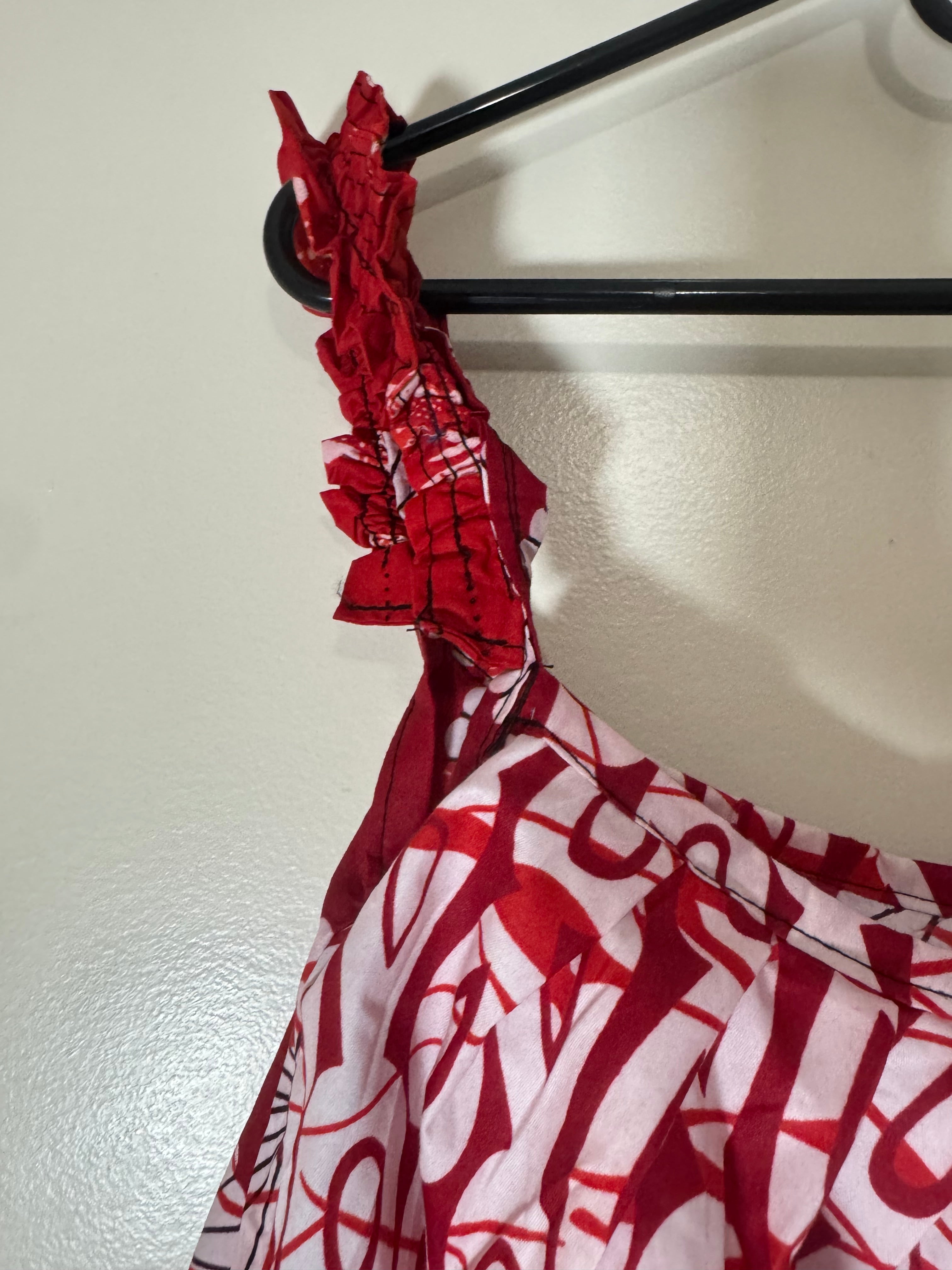 African Print Dress Women's Fashion.  With Two Pocket Side. Size: L , XL.