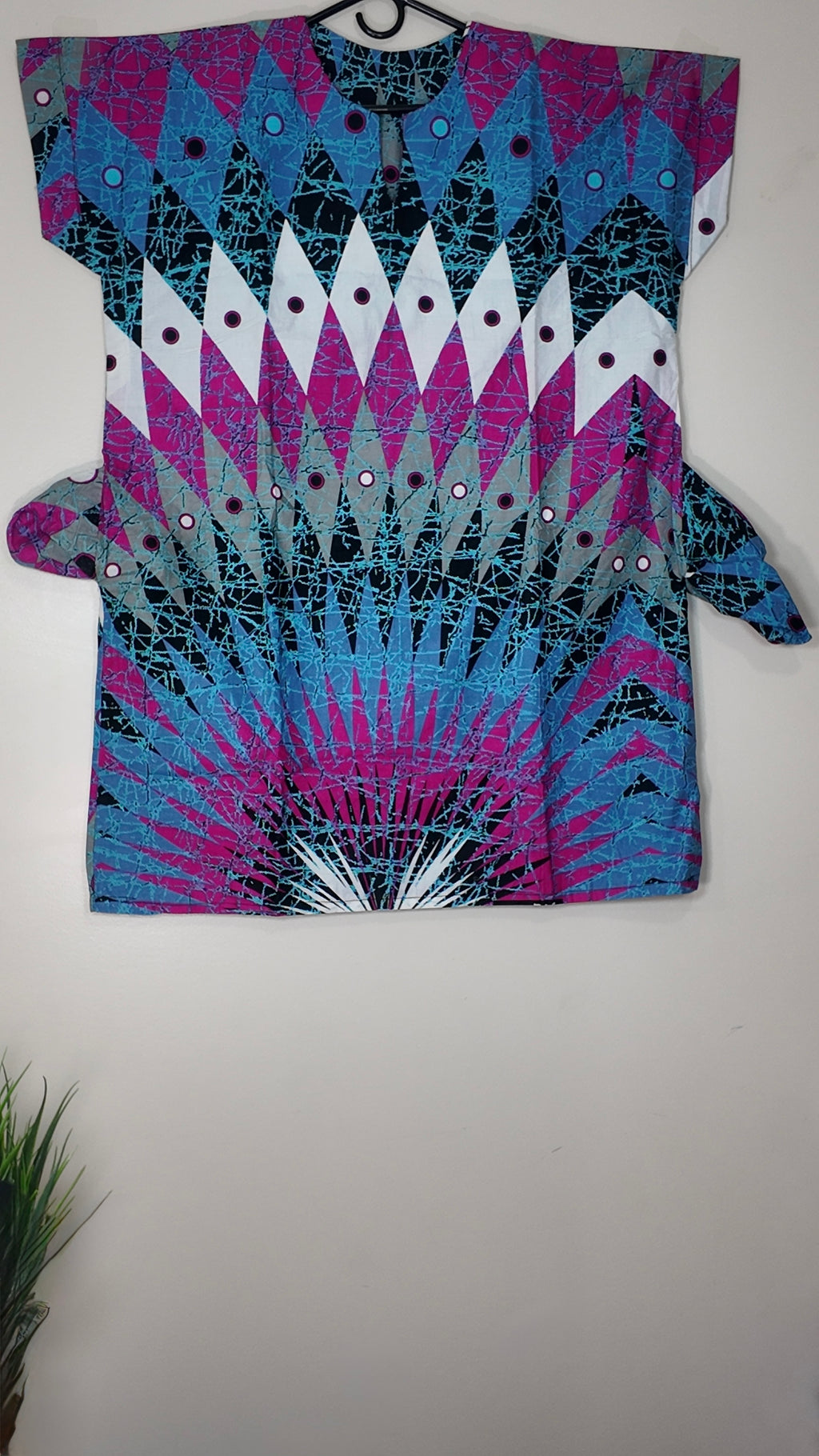 African Print Dress Women's Fashion.  With Two Pocket Side. Size: L