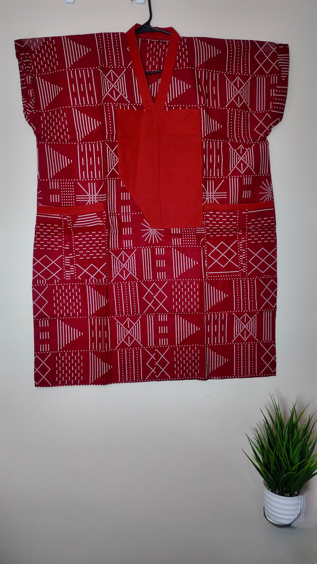 African Print Dress Women’s Fashion Size: Short Dress Two Side Pockets. L, XL.