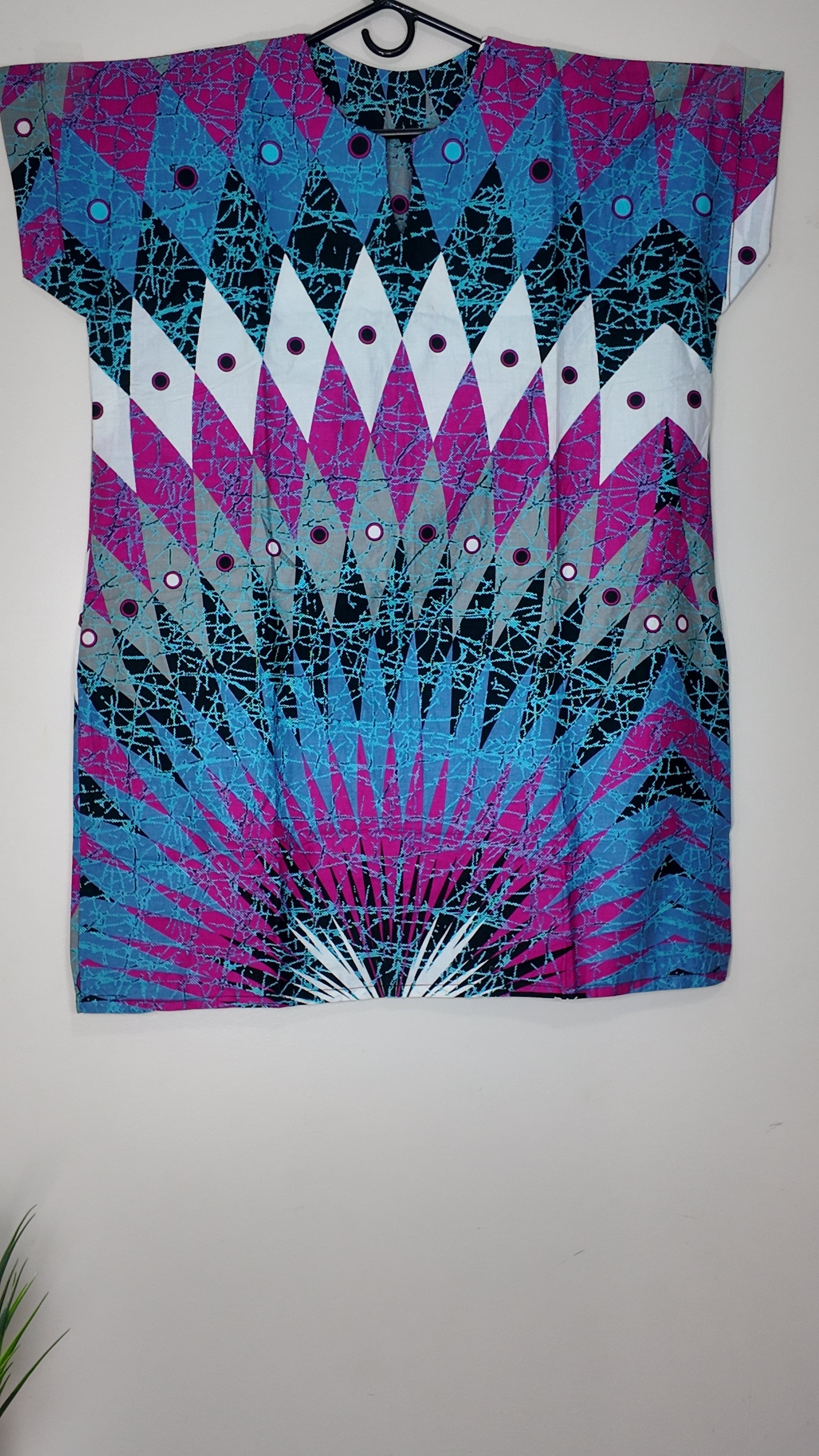 African Print Dress Women's Fashion.  With Two Pocket Side. Size: L