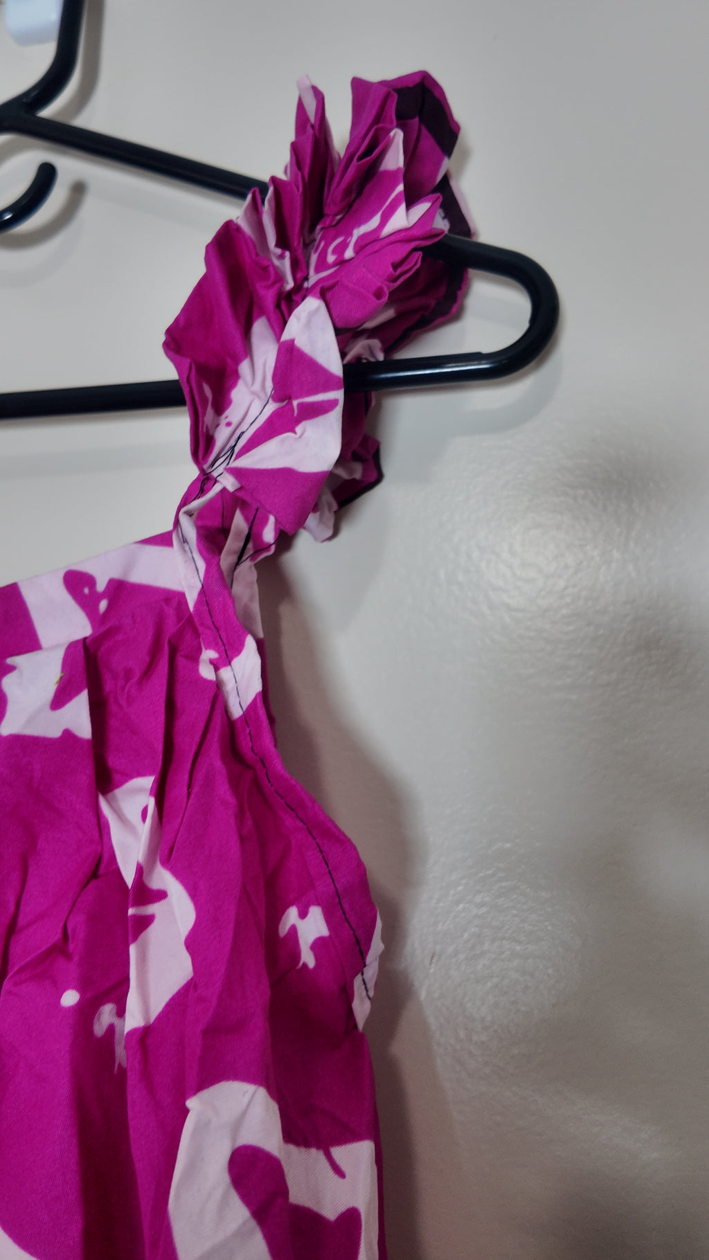 Women’s Pink/White Geometric Strappy Sleeveless Maxi Dress Long Ruffle