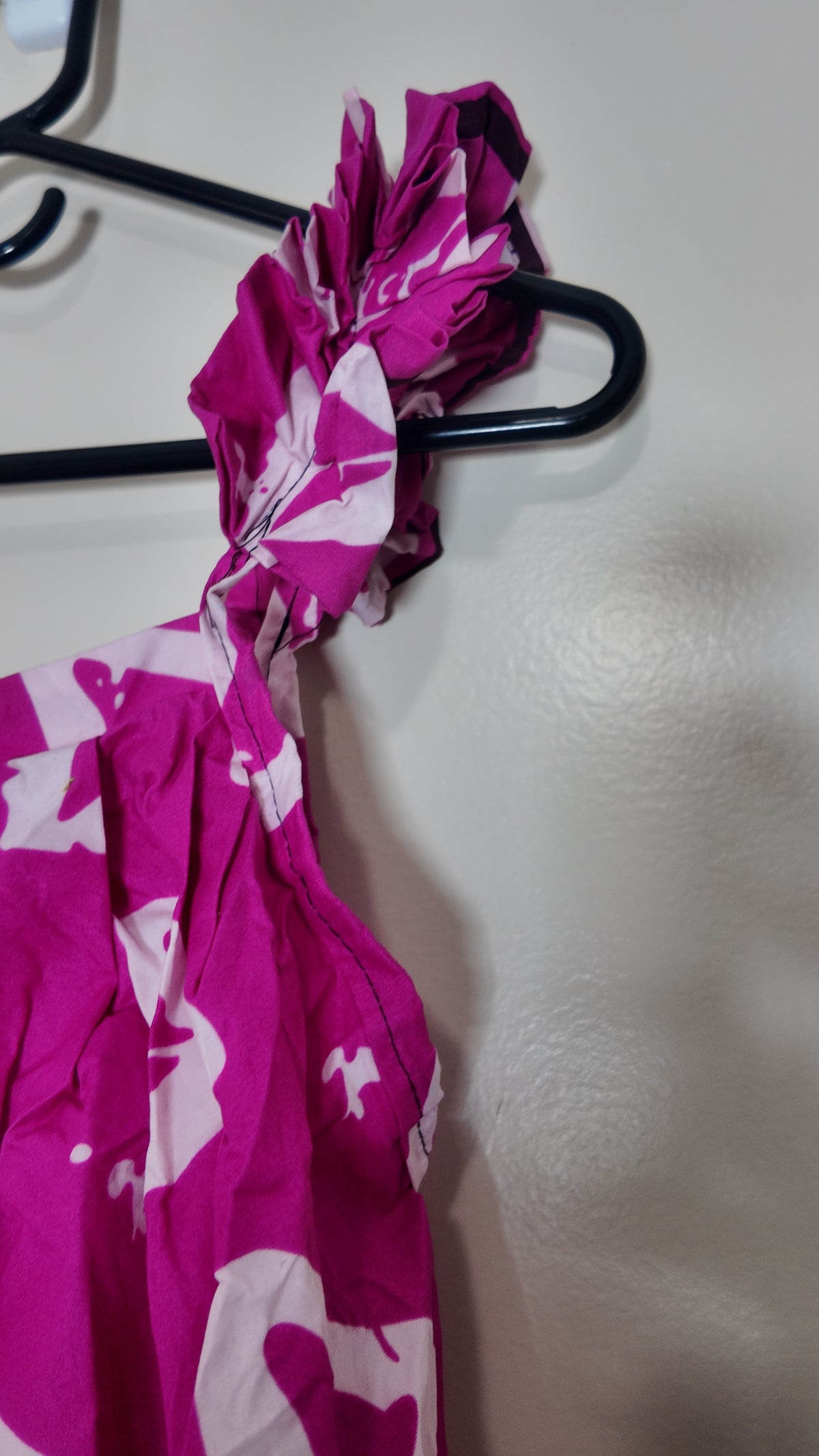 Women’s Pink/White Geometric Strappy Sleeveless Maxi Dress Long Ruffle