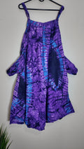 Women’s Purple/Blue Tie Dye Square Neck Sleeveless Sundress Knee Length