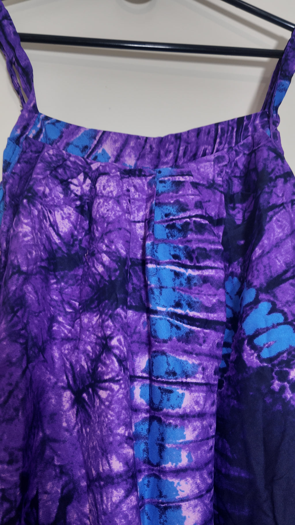 Women’s Purple/Blue Tie Dye Square Neck Sleeveless Sundress Knee Length