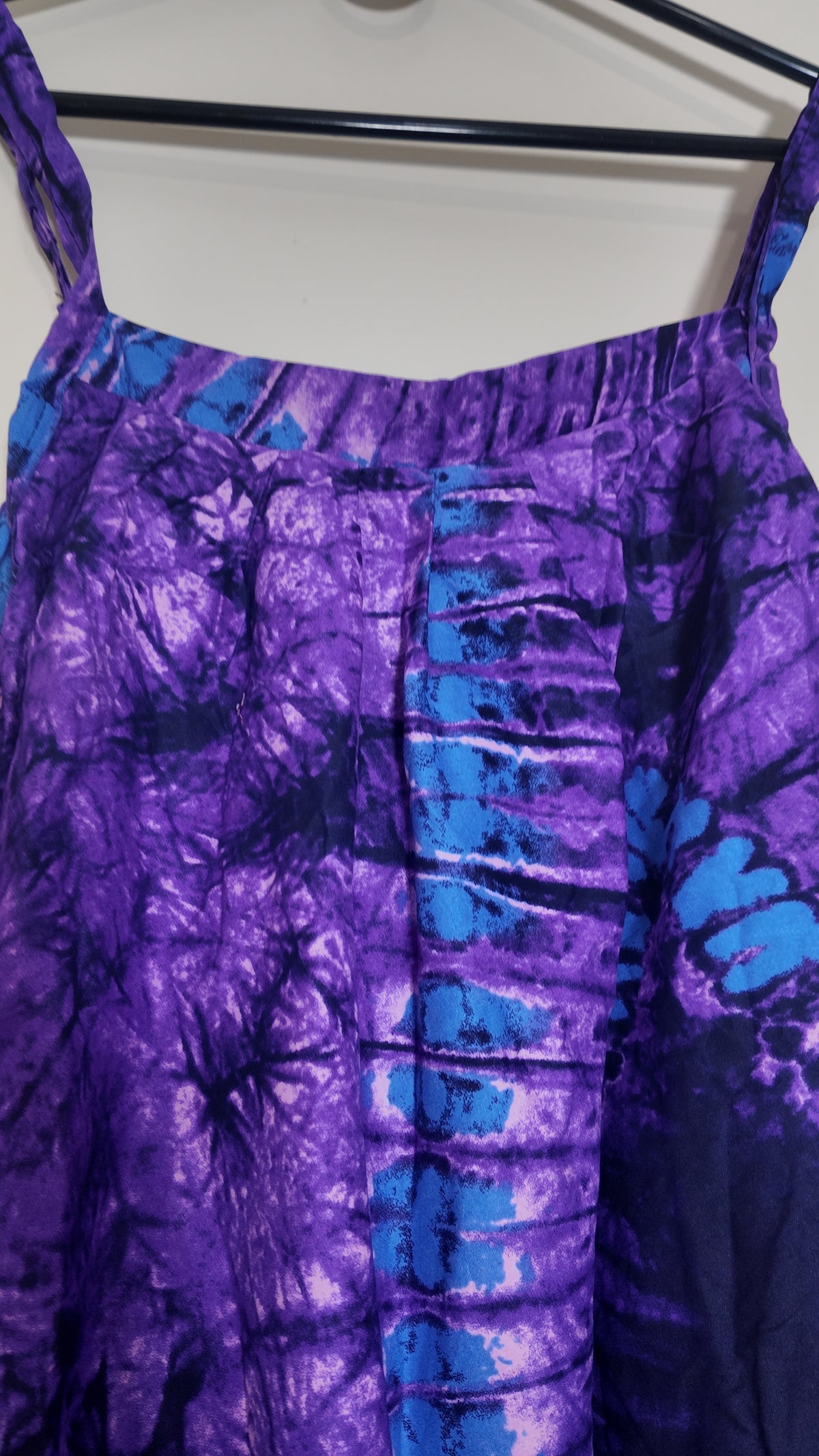 Women’s Purple/Blue Tie Dye Square Neck Sleeveless Sundress Knee Length