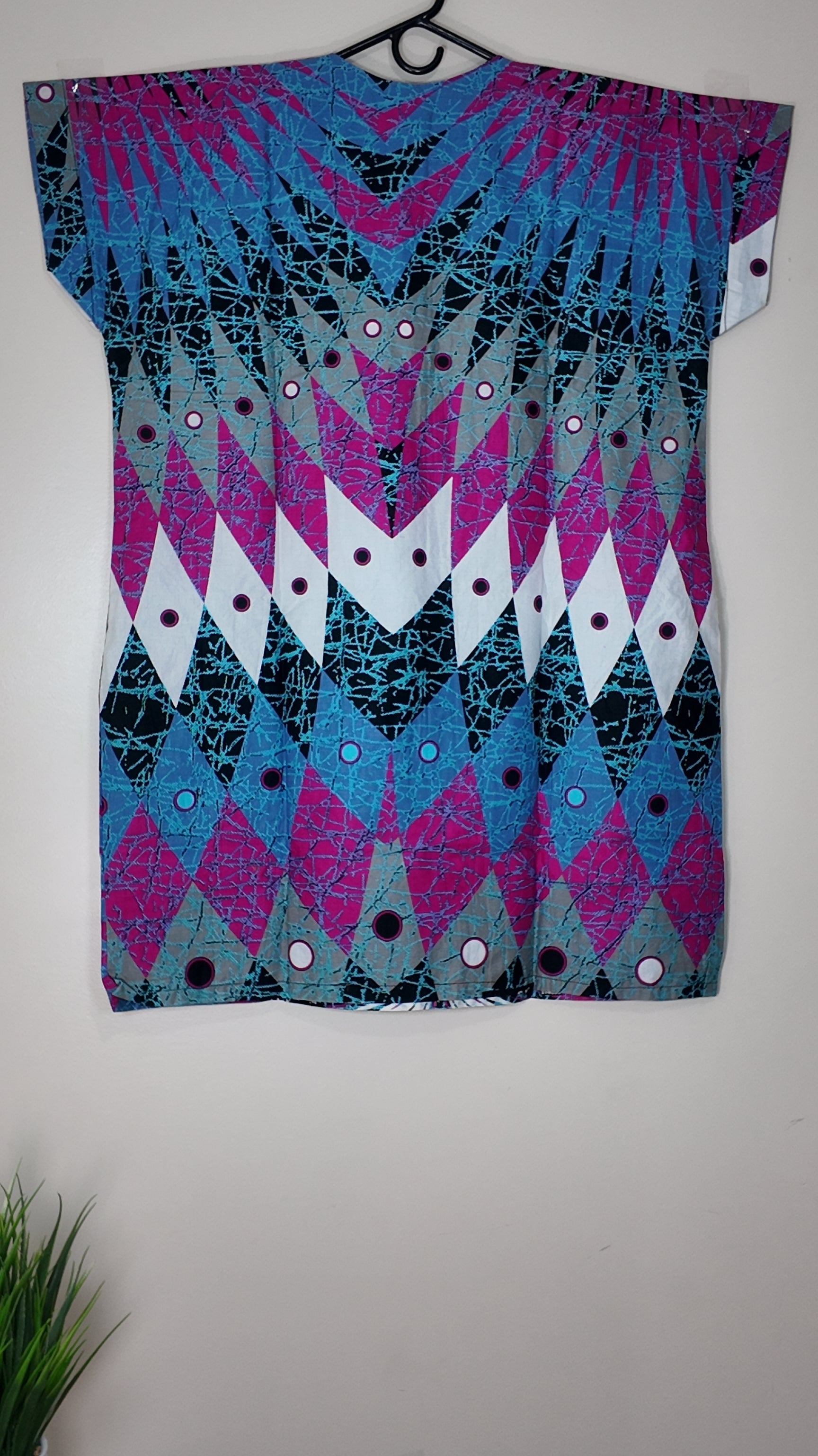 African Print Dress Women's Fashion.  With Two Pocket Side. Size: L