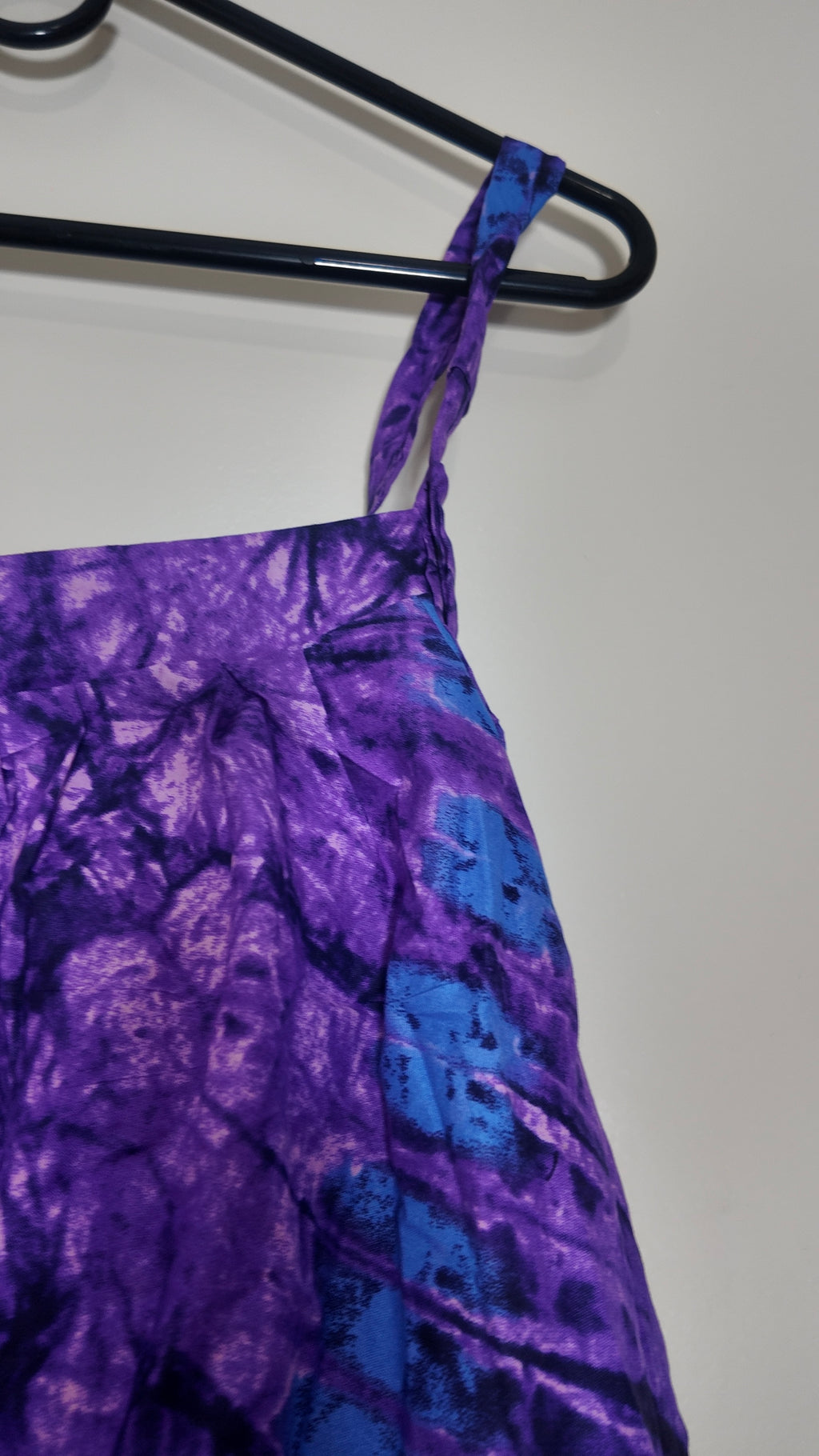 Women’s Purple/Blue Tie Dye Square Neck Sleeveless Sundress Knee Length