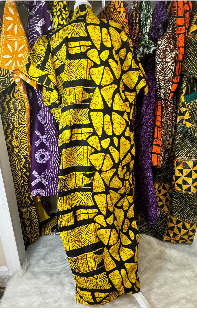 Africa clothing, long dress with two side pockets and a belt