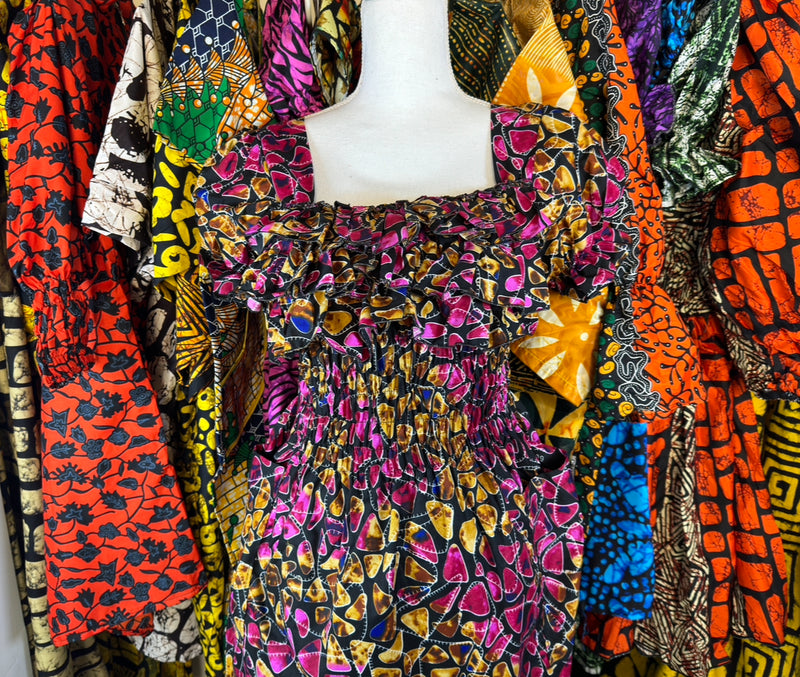 Ankara fabric, with two side pockets