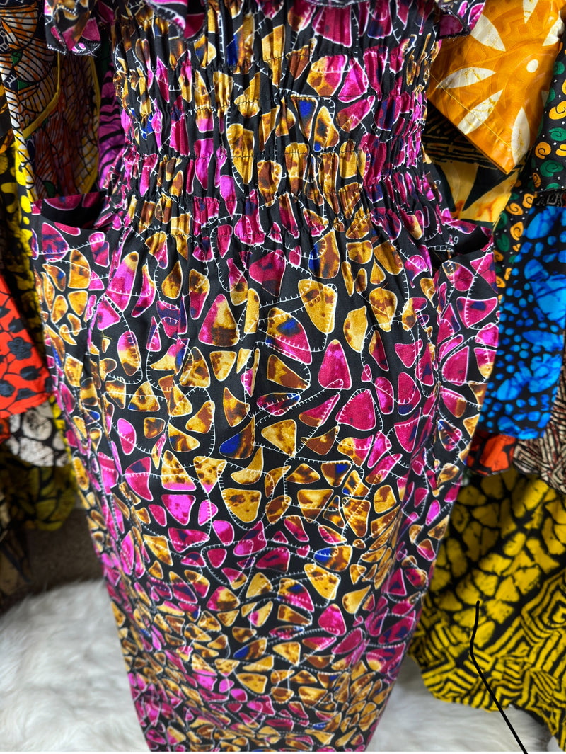 Ankara fabric, with two side pockets